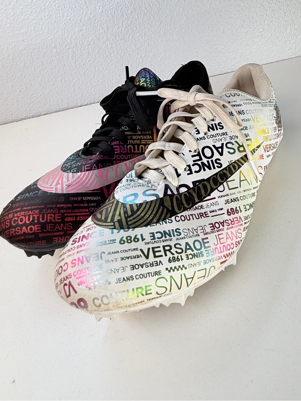 Versace Jeans Couture Logo Print Soccer Cleats Womens 7.5 EU 41 VERY RARE